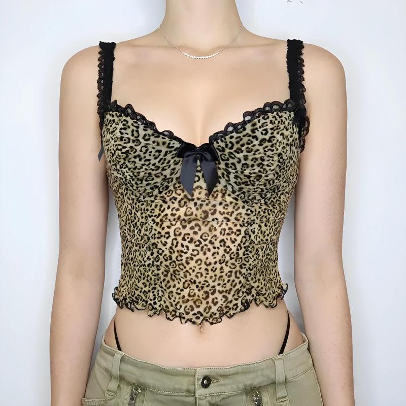 Baddie Leopard Mesh Top