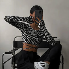 Baddie Zebra Backless Crop Top