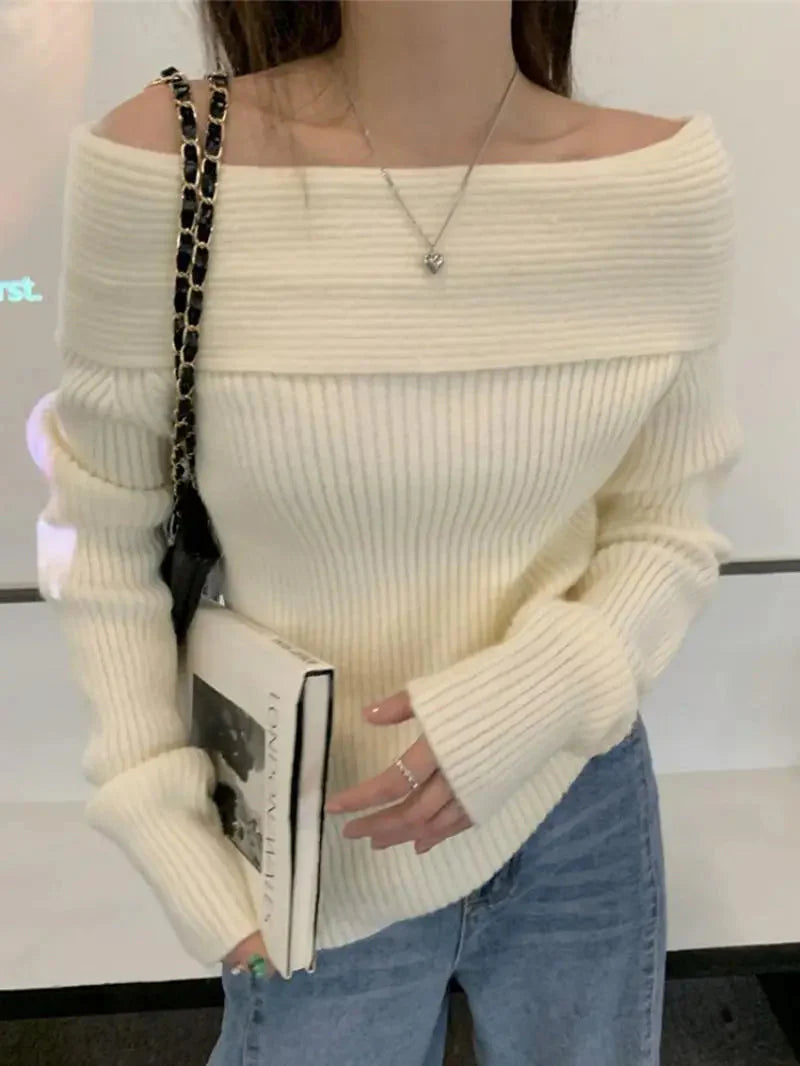 Casual Off Shoulder Knitted Sweater