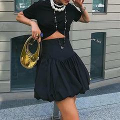 Corset Waist Bubble Mini Skirt