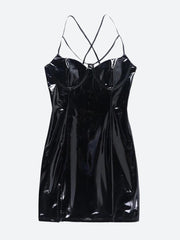 Cyberpunk Faux Patent Leather Mini Dress