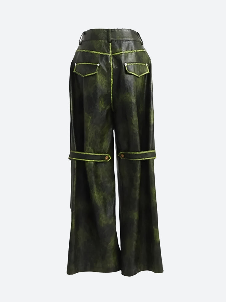 Cyberpunk Forest Faux Leather Pants