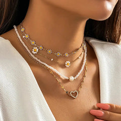 Daisy & Heart Four-Pack Necklace Set