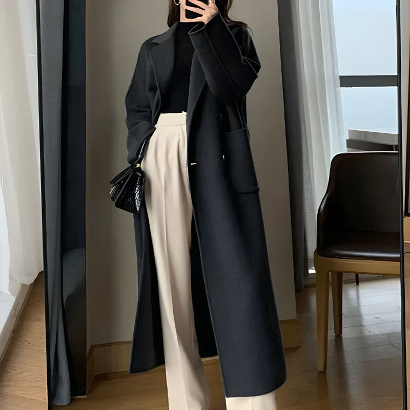 Dark Academia Belted Long Coat