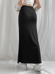 Dark Academia Drawstring Maxi Skirt