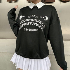 Dark Academia Letter Print Sweatshirt