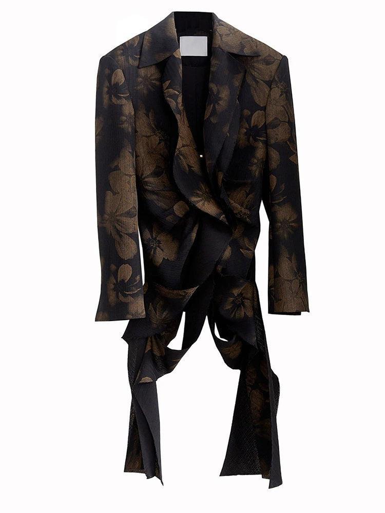 Dark Floral Asymmetric Blazer