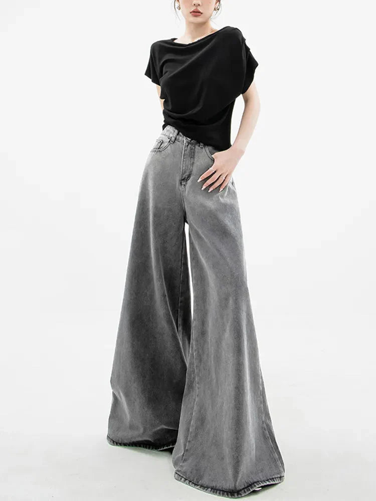 Dark Wash Super Wide Leg Jeans