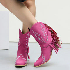 Disco Cowgirl Fringe Ankle Boots