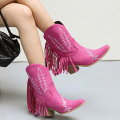 Disco Cowgirl Fringe Ankle Boots