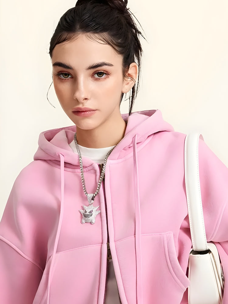 Double Zip-Up Cropped Hoodie