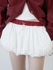 Drawstring Bubble Mini Skirt