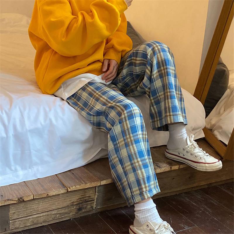 Elasticated Waist Checkered Sweatpants