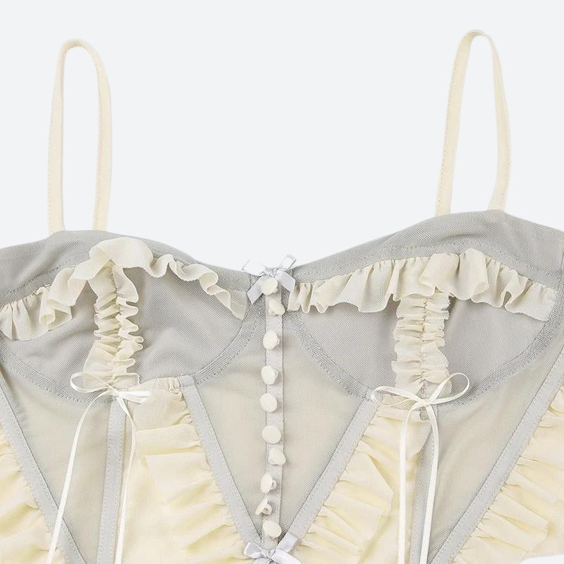 Fairycore Ruffled Mesh Corset Top