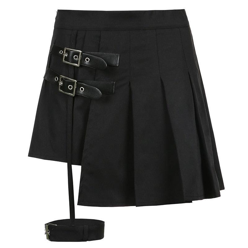 Goth Belt Detail Mini Skirt