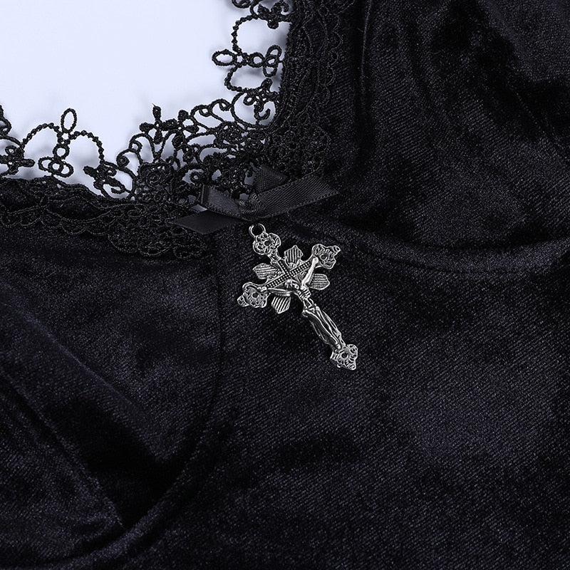 Goth Cross Detail Mini Dress