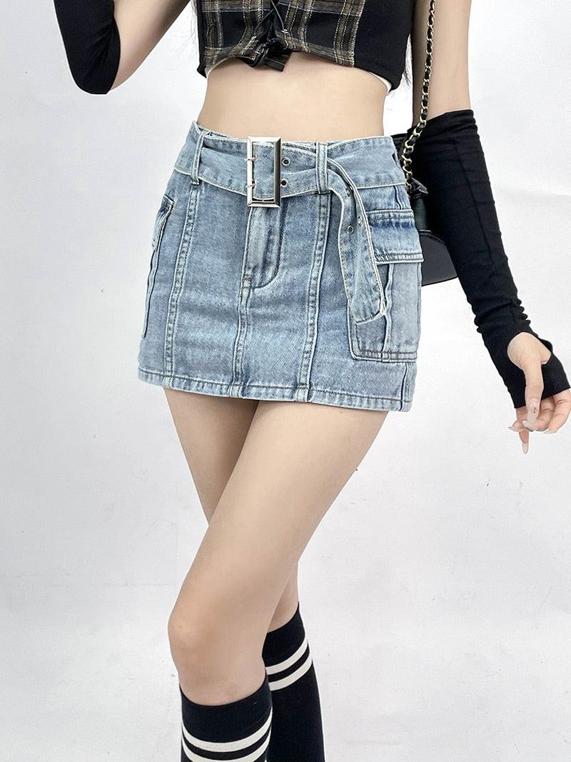 Grunge Cargo Jean Mini Skort