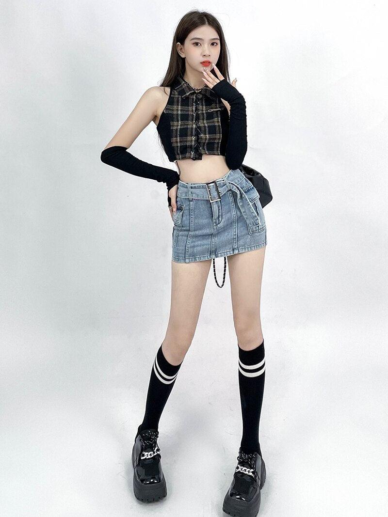 Grunge Cargo Jean Mini Skort