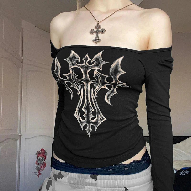 Grunge Cross Bleached Top