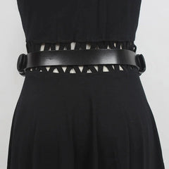 Grunge Lock Faux Leather Chain Belt