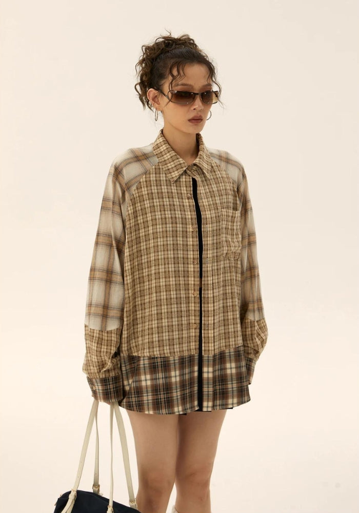 Grunge Multi Pattern Plaid Shirt