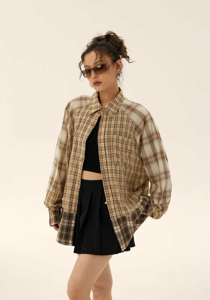 Grunge Multi Pattern Plaid Shirt