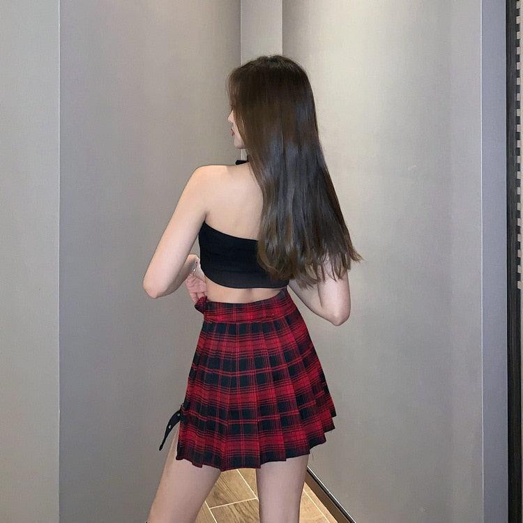 Grunge Plaid Mini Skort