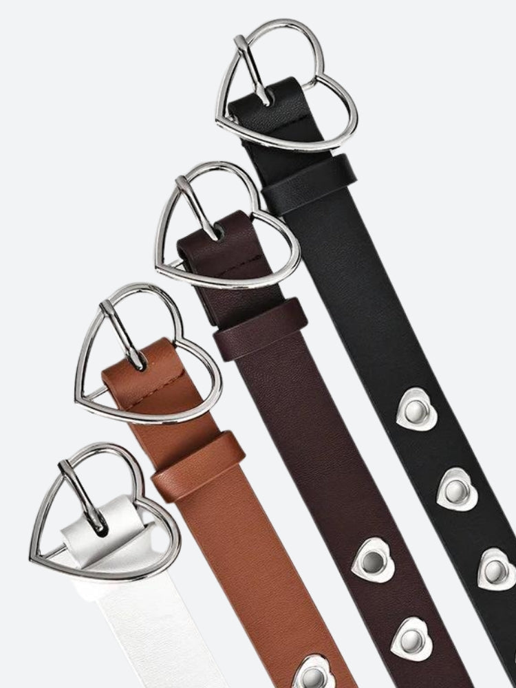 Heart Buckle Faux Leather Belt