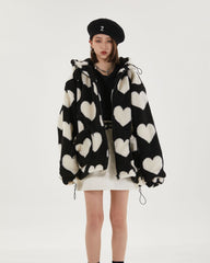 Heart Pattern Hooded Jacket