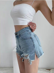 High Waist Extra Distressed Jean Shorts