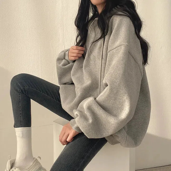 Indie Oversized Zip Up Hoodie