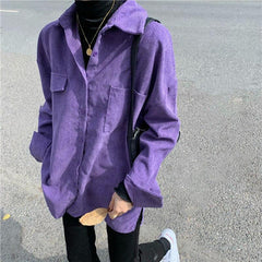 Indie Purple Corduroy Casual Shirt