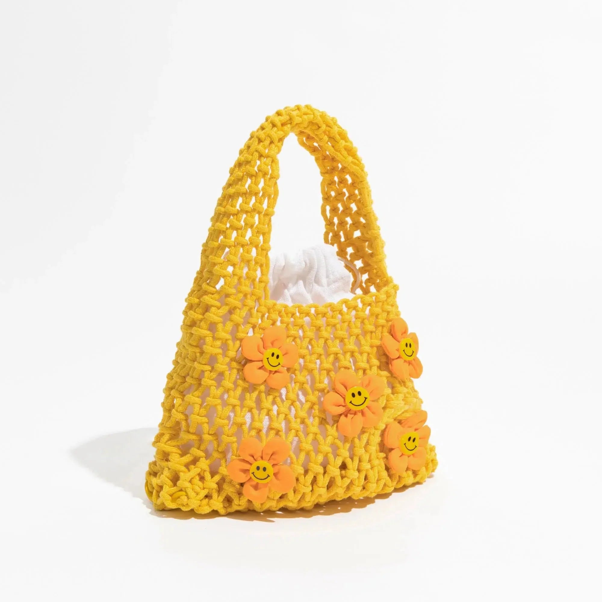 Indie Smiley Flowers Crochet Bag