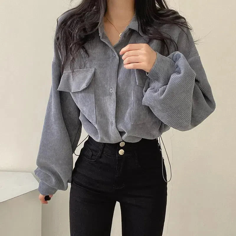 Light Academia Cropped Corduroy Jacket