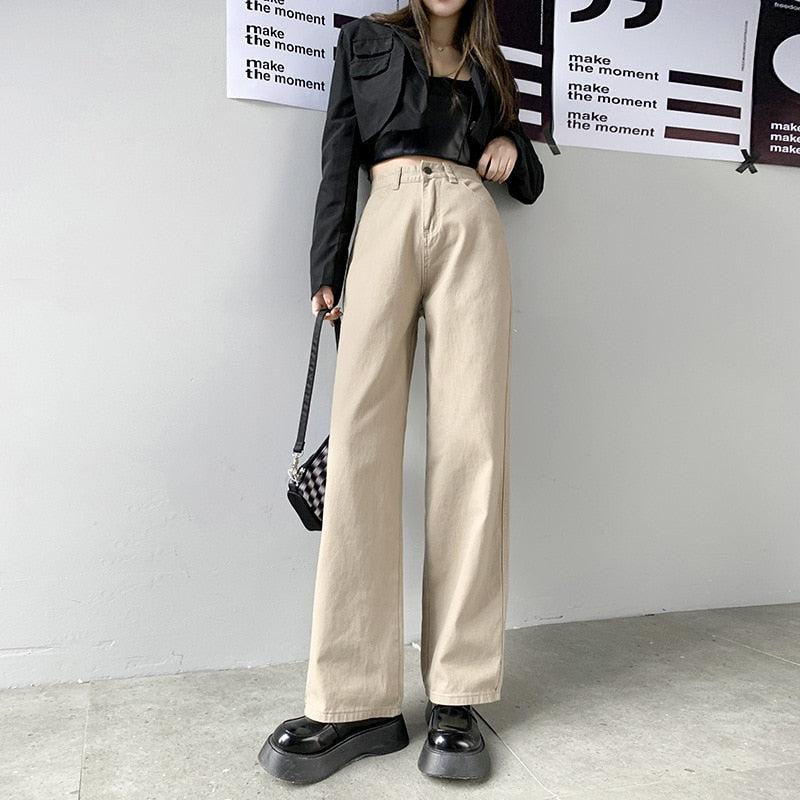 Light Academia High Waist Denim Pants