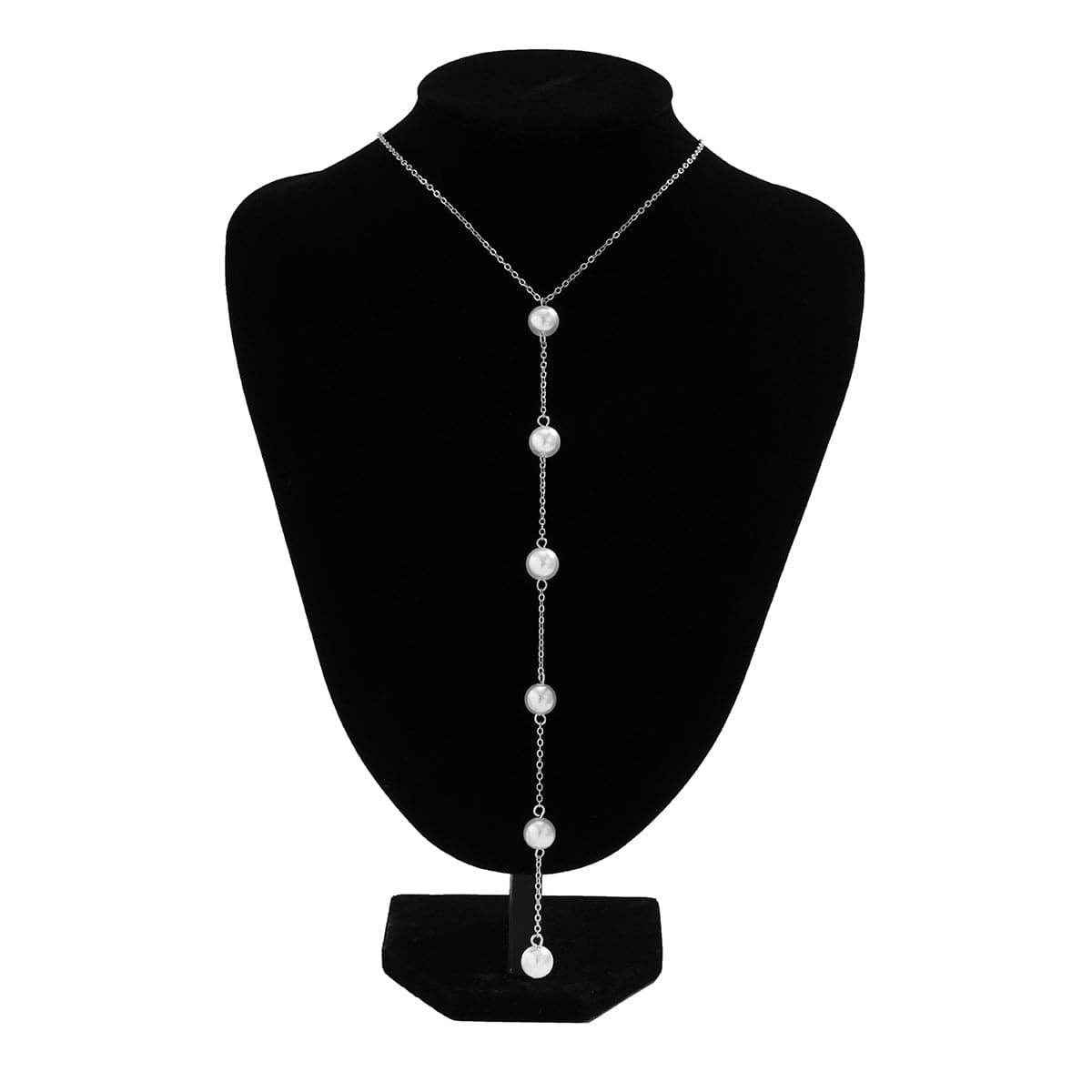 Faux pearl chain pendant necklace