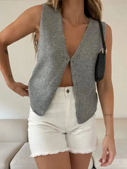 Open Front Knitted Cardigan Vest