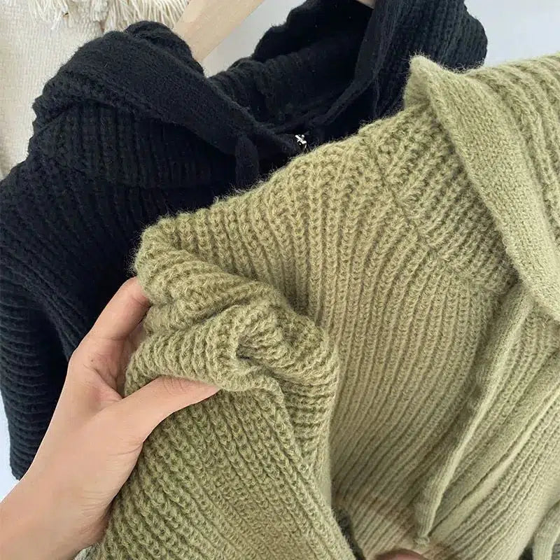 Oversized Knitted Hooded Cardigan