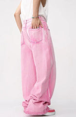 Pink Denim Jacket & Pants Two Piece Set