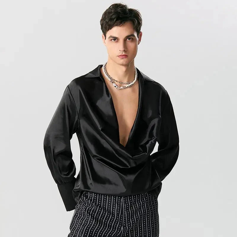 Satin Cowl Neck Shirt