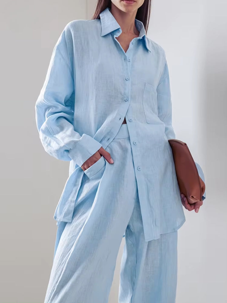 Shirt & Pants Blue Two Piece Set