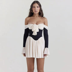 Tie Front Off Shoulder Corset Mini Dress