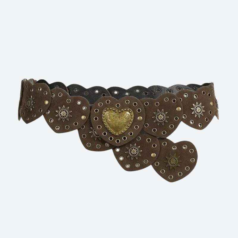 Vintage Ethnic Heart Suede Waist Belt