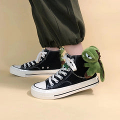 Weirdcore Dinosaur Canvas Shoes