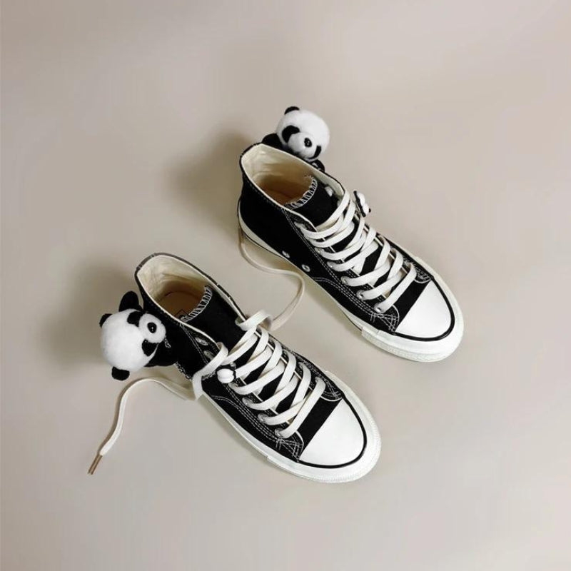 Weirdcore Panda Canvas Shoes