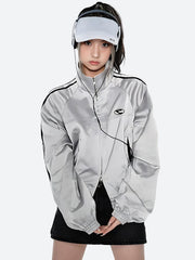 Y2K Cyberpunk Reflective Double Zip-Up Jacket