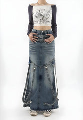 Y2K Denim Maxi Skirt