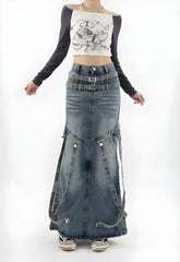 Y2K Denim Maxi Skirt