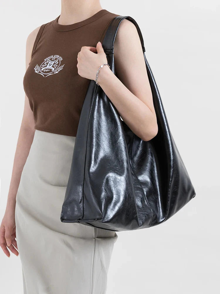 Y2K Faux Patent Leather Hobo Bag