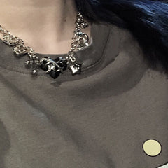 Metal chain pendant adjustable choker necklace